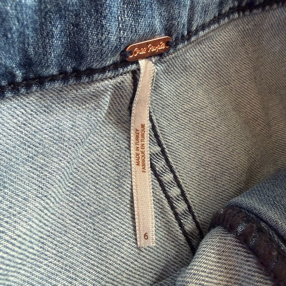 Free People Denim Jean Skirt With Tie Waist and Pockets - Picture 2 of 4